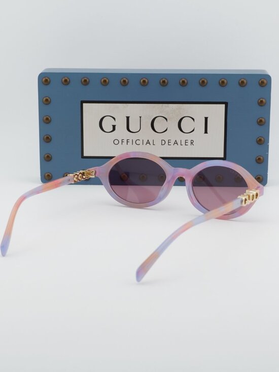 Gucci GG2153S 005 Oval Sunglasses – Pink Havana / Violet main image 4